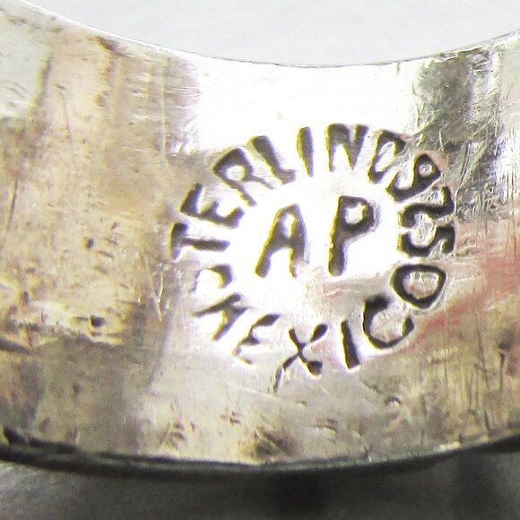 Sterling Silver Vintage Taxco Mexico Antonio PANEDA Wide Band Ring, Sz 5.7 - Picture 3 of 5